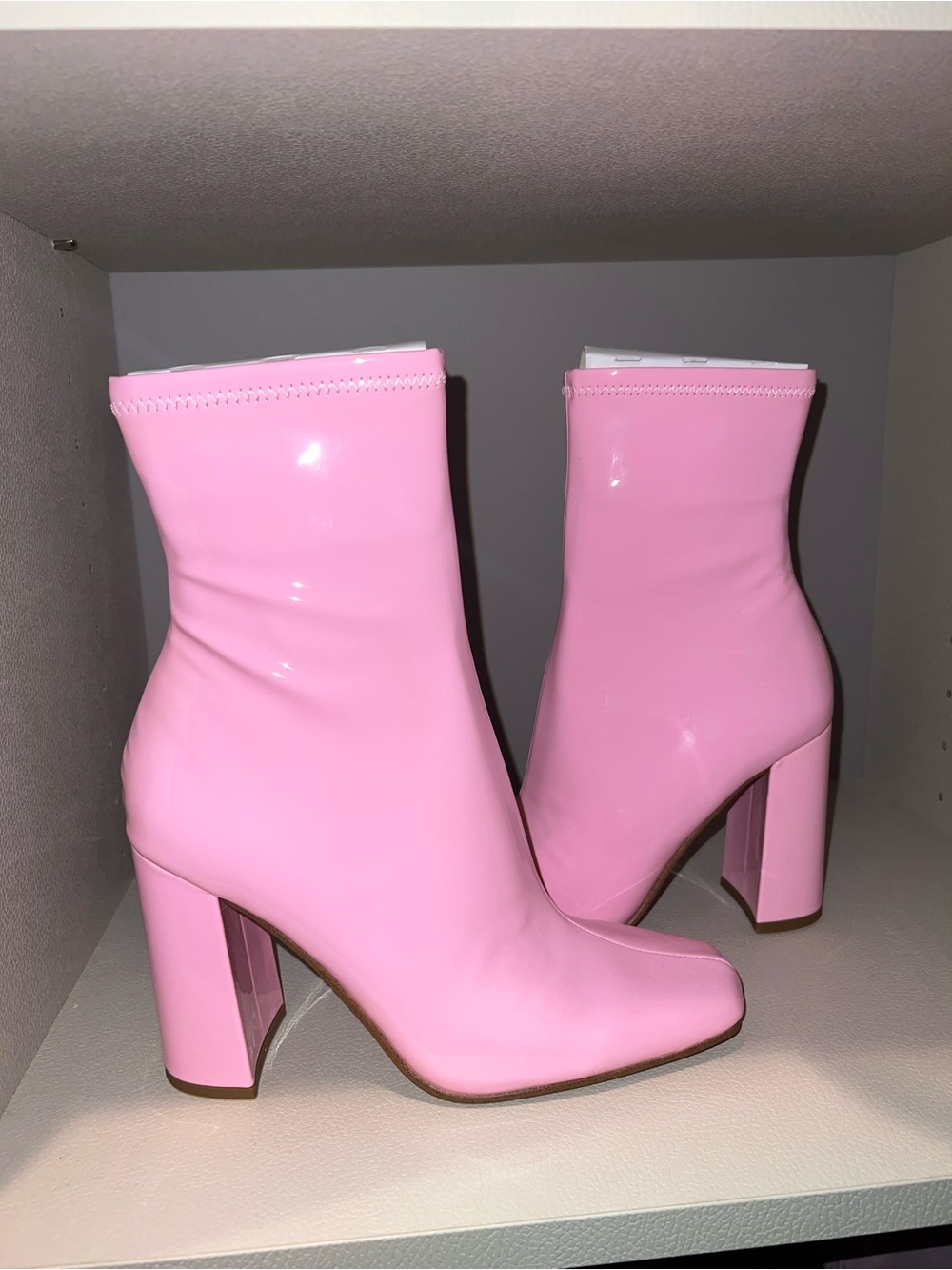 Steve Madden Womens Fulton Patent Leather Pink Ankle Boots Size 8.5M